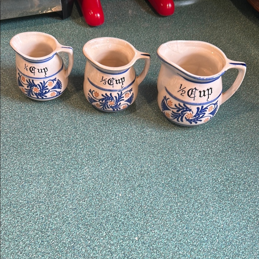 Ceramic Measuring Cups Set - Blue and White